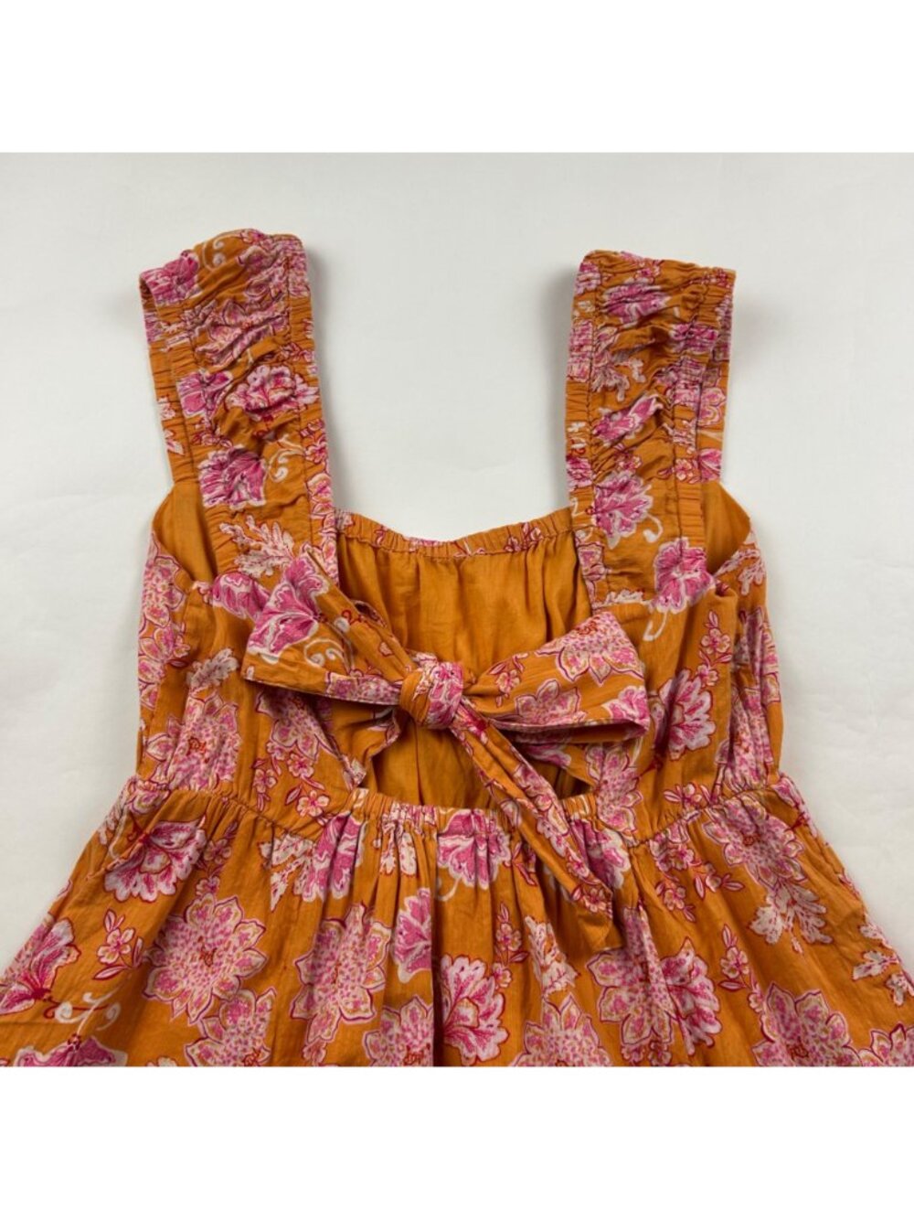 TALL Old Navy Orange Pink Paisley Crinkle Babydoll Dress LT - Picture 7 of 7